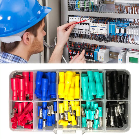 Insulated Male And Female Wire Connectors Kit, 100 Piece Quick Crimp Terminals For Automotive And Home Wiring, Durable Copper Conductors With Cold Press Connection kit and usage