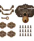Vintage Locking Handle And Hinge Kit In Antique Bronze Zinc Alloy For DIY Jewelry Box Decor And Old School Charm