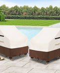 Two Pack Waterproof Adirondack Chair Covers Heavy Duty Outdoor Furniture Covers For All Weather Protection Beige And Brown by Pool