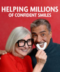 Couple smiling while holding Original Flavor Denture Adhesive Seal For Lower Dentures, Zinc Free, All Day Hold, 30 Count Pack