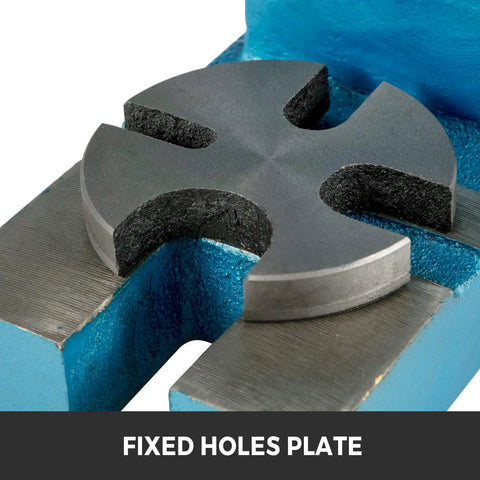 Close-up of the fixed holes plate on 1 Ton Manual Arbor Press For Home Workshop, Beefy Heavy Duty Desktop Cast Iron Arbor Press.