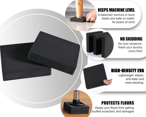 MyLifeUNIT EVA washer pads 8-pack; black anti-vibration mats for washing machines, dryers, and treadmills.