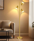Three Arm Floor Lamp With 360 Degree Adjustable Reading Arms In Brushed Gold Tall Pole Standing Lamp for Living Room