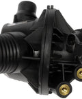 Heavy Duty Engine Coolant Thermostat Housing Assembly Direct Fit Replacement For Daily Drivers, tough black plastic design.