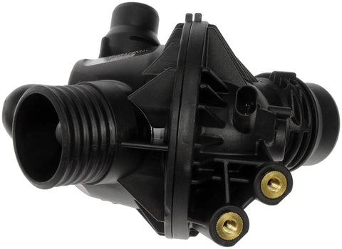 Heavy Duty Engine Coolant Thermostat Housing Assembly Direct Fit Replacement For Daily Drivers, tough black plastic design.