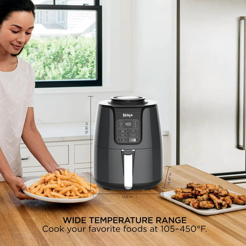 Top Rated Air Fryer With Four In One Cooking Functions For Crispy Roasting Versatile Temp Control And Fully Dishwasher Safe Basket Delivers Low Stress Kitchen Vibes And Straight Up Delicious Results Daily on kitchen counter with fries and chicken.