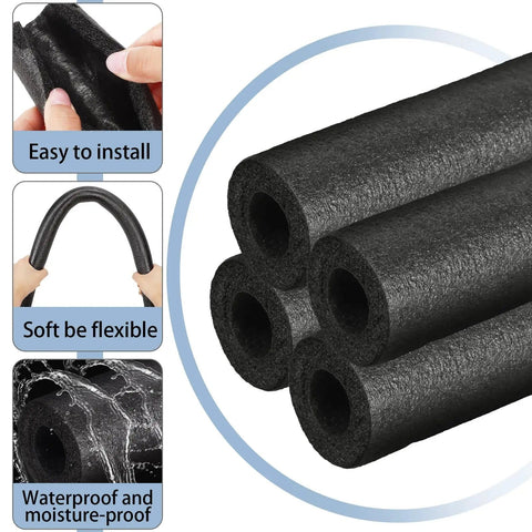 24 Pcs 3.3 Feet Foam Pipe Insulation Covers Pre Slit Black 1 Inch Thick Water Pipe Tubing Insulation For Outdoor Winter
