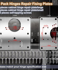 Six Piece Cabinet Hinge Repair Plate Kit With Stainless Steel Brackets And Mounting Screws for Kitchen Cupboard Doors