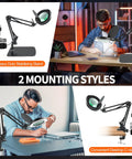 10X Magnifying Lamp With Light And Stand For Crafts, Reading And Close Work, Dimmable LED Desk Magnifier With Swing Arm