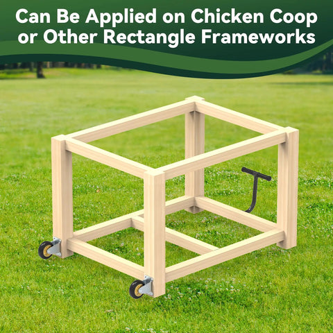 Chicken Coop Wheels Kit 2 Pack 4 Inch Caster Wheels With Lifting Handle on wooden rectangular frame