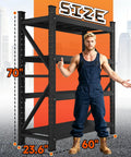 Heavy Duty Metal Garage Shelving System With Adjustable Shelf Heights, Rugged Steel Storage Racks Holds Up To 7000 Lbs, Easy Organization For Tools, Parts, And Big Stuff, 70in x 60in x 23.6in black steel