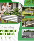 Beefy Galvanized Raised Garden Bed With Legs, 1200 Lb Load Capacity, 48x26x30In for backyard gardening, shown with plants and flowers.