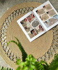 Heavy Duty 5mm Jute Twine 328 Feet Braided Rope used in circular craft project shown with DIY instructions and greenery