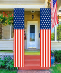 All American Outdoor Flag Banners For Patriotic Events And Holidays 4th Of July Decor Veterans Memorial Labor Day Election Day Porch Sign Easy Hang Patriot Decor For Yard Or Balcony displayed on porch