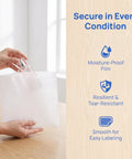 100 Piece Foam Pouches For Fragile Dishes And Glassware, Double Sided Cushioning Sleeves Protect Cups Mugs And Bowls During Moving, Shipping Or Storage, 11.8 Inch Square Foam Wraps For Breakable Tableware. White EPE foam pouch shown holding a glass bottle