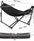 Uniki Hammock Stand With 3 Year Warranty Instant 30 Second Foldable Hammock Setup 550 Lb Capacity For One Person, dimensions view