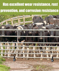 Heavy Duty Anti Sag Swinging Gate Roller Wheel Featuring Adjustable U Bolt Mount For Barn And Driveway Gates Rust Proof Powder Coated Steel, in use with cows.
