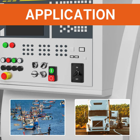 Control panel featuring Beefy Waterproof 12V DC 30A 2 Pin SPST On Off Toggle Switch for Marine Boat Automotive application