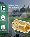 2 Inch Brass Foot Valve With Mesh Strainer And Backflow Prevention, Universal One Way Female NPT Check Valve For Irrigation And Water Pump Systems, Lead Free Brass Construction, 1 1/4 Inch NPT Thread, image of valve and system uses