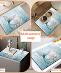 Starfish Coral Mermaid Theme Washing Machine Top Cover And Dryer Pad used as mat in bathroom, pet area, desk, and kitchen