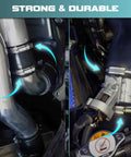 cut-to-fit stainless steel hose clamps securing automotive pipes