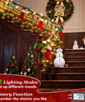 1620 LED 164ft Outdoor Christmas Lights Diamond Inspired Faceted Curtain String Lights With 360 Drops on stair railing