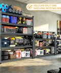 Beefy Five Tier Boltless Garage Shelving Unit With Extra Deep Shelves, 36 W By 16 D By 72 H Inches, Heavy Duty Steel Rack Supports Up To 570 Lbs Per Shelf 2850 Lbs Total, Perfect For Warehouse Basement Workshop Storage Black in garage