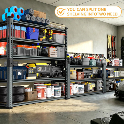 Beefy Five Tier Boltless Garage Shelving Unit With Extra Deep Shelves, 36 W By 16 D By 72 H Inches, Heavy Duty Steel Rack Supports Up To 570 Lbs Per Shelf 2850 Lbs Total, Perfect For Warehouse Basement Workshop Storage Black in garage