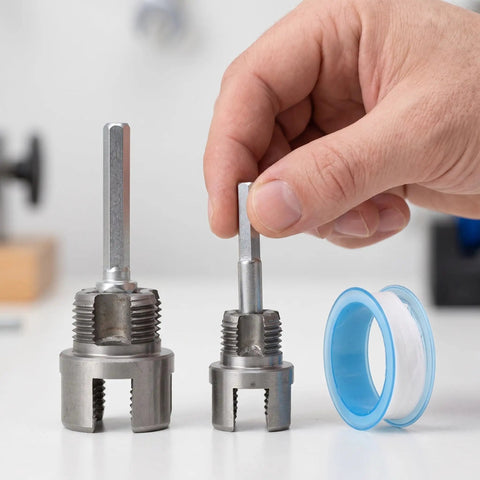 Dual Function External Pipe Threading Tool For PVC And Stainless Steel Pipes, One Half Inch And Three Quarter Inch Threader, Includes Seal Tape, Stable Cutting For DIY Home Plumbing Renovation And Construction Sites, Electric Drill Compatible, with 1/2 and 3/4 in dies