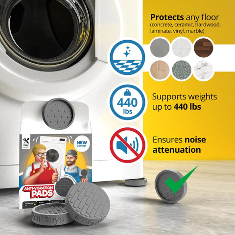 4 Pack Washing Machine Anti Vibration Pads Rubber Isolation Mats For Quiet Stable Laundry Room Use With Low Profile Design No Fuss Easy Install And Strong Grip To Stop Vibration And Noise