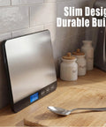 Big Ol Digital Kitchen Scale 44Lb/20Kg With 1g/0.1oz Precision, stainless steel and tempered glass, on a kitchen counter