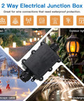 Two Pack Waterproof IP68 Outdoor Junction Box 2 Way Enclosure For Underground Lines Coaxial Cable Connector in use outdoors
