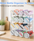 Cabinet Water Bottle Organizer With Large Compartments, Stackable Tumbler Holder For 40oz Jugs on countertop, 2-pack view