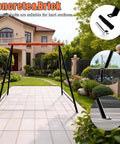 A-Frame Swing Stand For Hammock Chair, Heavy Duty Steel Frame Supports Up To 440 Lbs, set up in a backyard patio area