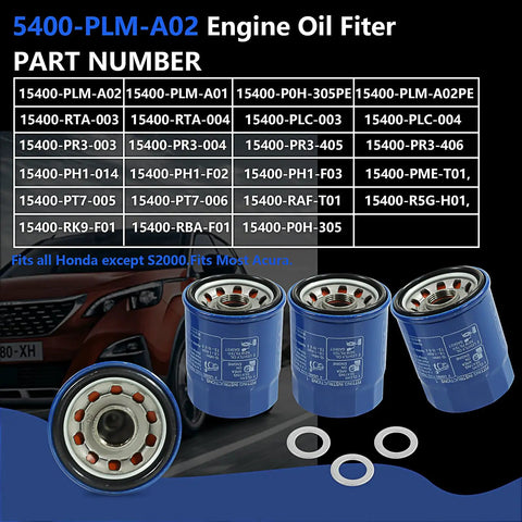 3pc Oil Filter Drain Plug Gasket Kit For Honda Acura Cars Includes Accord CR-V Civic Fit Pilot Replaces 15400-PLM-A02