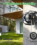 Upgraded Metal Garden Hose Reel With 100 Ft Main Hose And 6.2 Ft Guide Hose Heavy Duty Anti UV Wall Mount Outdoor Install