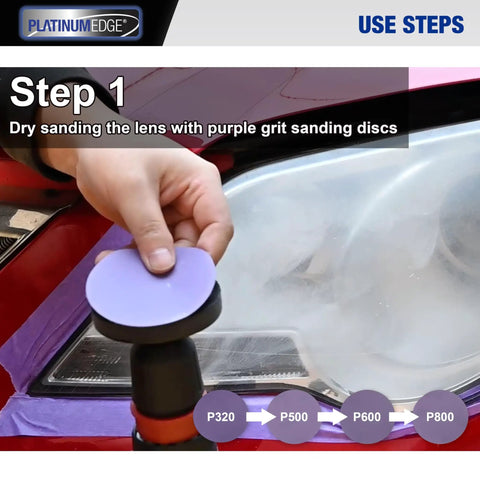 Car Headlight Restoration Kit With 3 Inch Lens Polishing Discs And Buffing Pads For Drill 30 Piece Restorer Set used on headlight