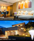 Comparison showing 20 Pack BR40 LED Light Bulbs 1400 Lumen, 5000K Daylight used in both indoor and outdoor settings