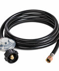 8 Ft QCC1 Propane Regulator And Adapter Hose For LP Gas Grills And Heaters Universal Tank Connector coiled on white background