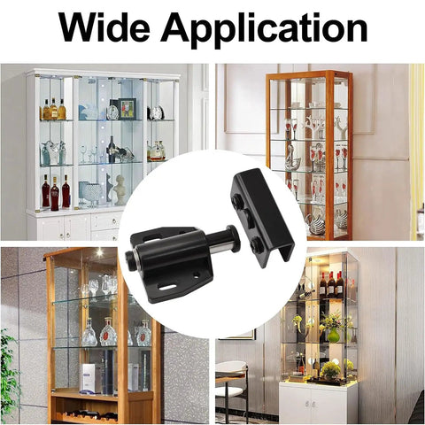 Image showing Black Frameless Glass Door Magnetic Catch Latch Set 4 Pack used in various cabinet applications.