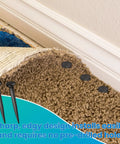 Image showing Real Deal One Pound Carton Of Black Upholstery Tacks For Furniture And Stairs tough cut nails securing a carpet edge.