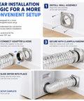 Magnetic Dryer Vent Connector Kit 180 Degree Straight Auto Align Coupling installation steps for tight spaces.