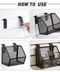 Installation steps for Six Piece Slatwall Bin Set With Metal Hooks, Mesh Slatwall Mounted Storage Organizer for tools.