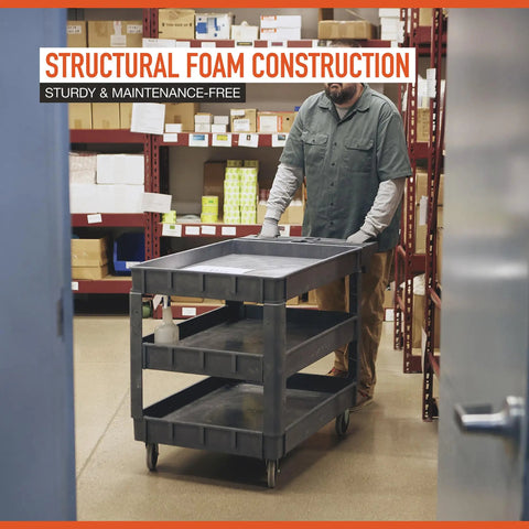 Heavy Duty 500 Lb Capacity Three Tray Utility Cart Built Tough For Daily Job Site Grind Roll Smooth Over Rough Surfaces Stash Screws Paintbrushes And Power Cords Within Easy Reach