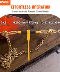 Heavy Duty Chain And Binder Kit For Truck Tie Downs And Hauling, showcasing 9200 lbs load binder and G80 chains in use.