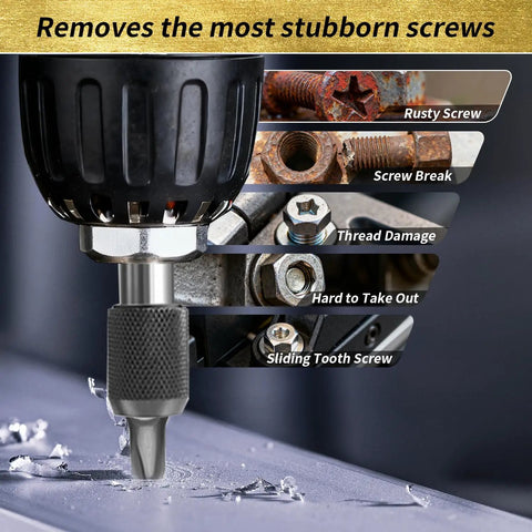 Usage of 33 Piece Screw Extractor And Bolt Remover Kit With HSS Drill Bits Magnetic Extension Bit Holder Easy Out Removers Stripped Screw Solver And Storage Case
