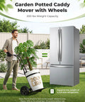Heavy Duty Plant Caddy With Wheels Featuring Ergonomic Y Shape Handle And Non Slip Grip Smooth Rolling Garden Dolly For Moving Tall Flower Pots, 200 lbs capacity.