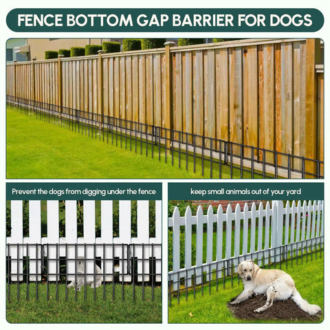 42.5 Ft Garden Fence Panels No Dig Fence for Dogs, 30 rustproof metal panels, 13 inch high dog-safe barrier for yards.