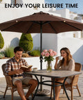Outdoor scene with Beefy 22 Pound Heavy Duty Outdoor Umbrella Base With Weather Resistant Resin, Rust Proof Coating And Bronze Finish.