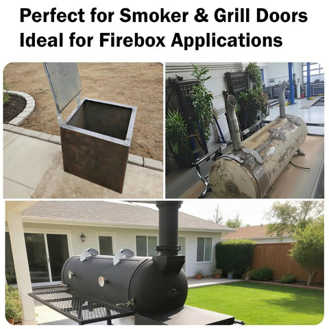 Heavy Duty Eight Inch By Two And A Quarter Inch BBQ Smoker Hinges Weld On Steel Door Hinges for smoker lid firebox and grill doors